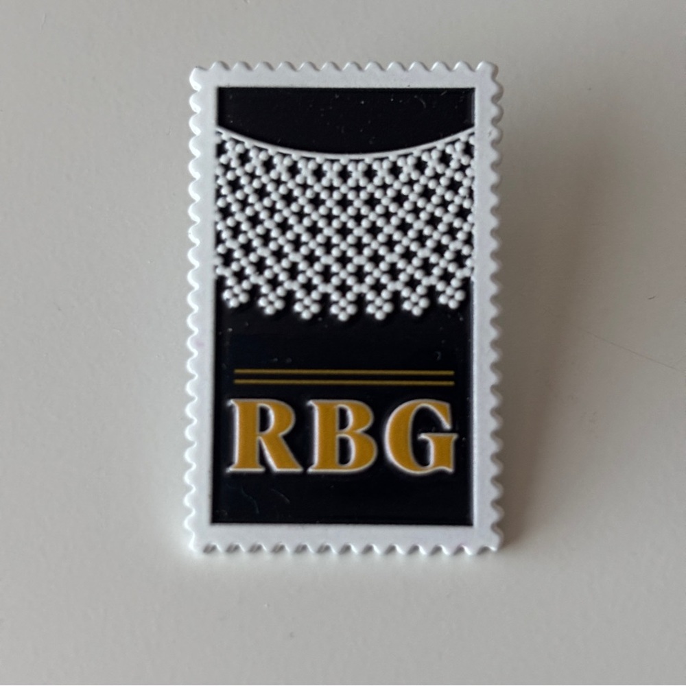 Ruth Bader Ginsburg Black and White Pin
